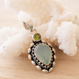 Aqua Chalcedony & Peridot Pendant ~ Sterling Silver 925 ~ SMP039 - Maresia Jewelry