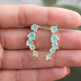 Aqua Chalcedony Ear Climber Earrings ~ 18k Gold Plated ~ ME143 - Maresia Jewelry