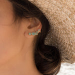Aqua Chalcedony Ear Climber Earrings ~ 18k Gold Plated ~ ME143 - Maresia Jewelry