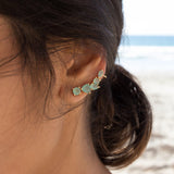 Aqua Chalcedony Ear Climber Earrings ~ 18k Gold Plated ~ ME143 - Maresia Jewelry