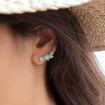 Aqua Chalcedony Ear Climber Earrings ~ 18k Gold Plated ~ ME143 - Maresia Jewelry