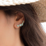 Aqua Chalcedony Ear Climber Earrings ~ 18k Gold Plated ~ ME143 - Maresia Jewelry
