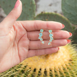 Aqua Chalcedony Ear Climber Earrings ~ 18k Gold Plated ~ ME143 - Maresia Jewelry