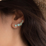 Aqua Chalcedony Ear Climber Earrings ~ 18k Gold Plated ~ ME143 - Maresia Jewelry