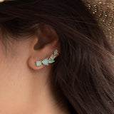 Aqua Chalcedony Ear Climber Earrings ~ 18k Gold Plated ~ ME143 - Maresia Jewelry