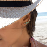 Aqua Chalcedony Ear Climber Earrings ~ 18k Gold Plated ~ ME143 - Maresia Jewelry