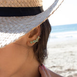 Aqua Chalcedony Ear Climber Earrings ~ 18k Gold Plated ~ ME143 - Maresia Jewelry