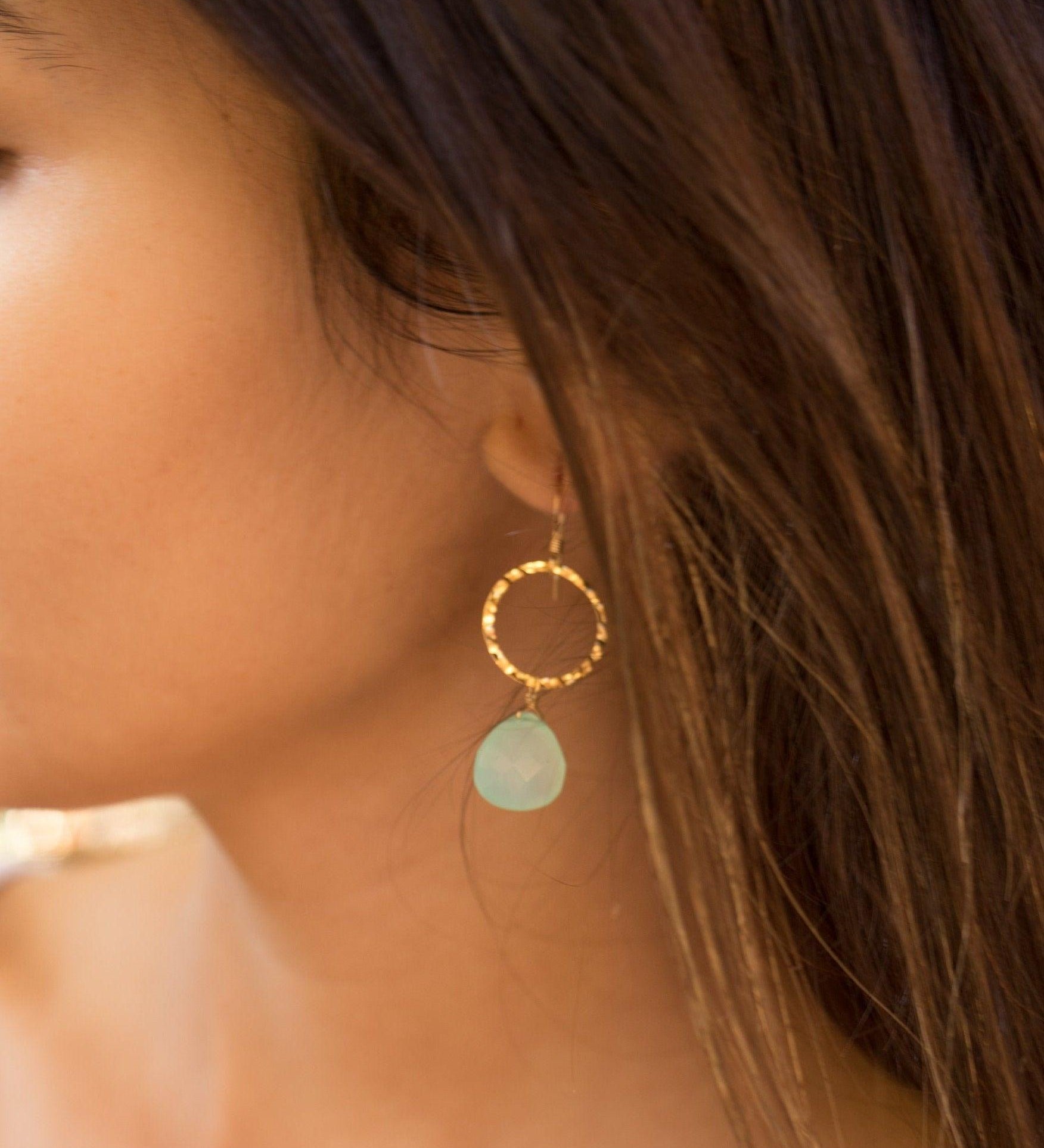 Aqua Chalcedony Earrings~14k gold filled - Maresia Jewelry