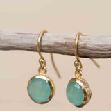 Aqua Chalcedony Earrings ~ Dangle ~ Jewelry ~ 18k Gold Plated ~ Natural ~ Minimalist Everyday ~ Gift for Her ~ Boho ~ Hippie ~ ME198