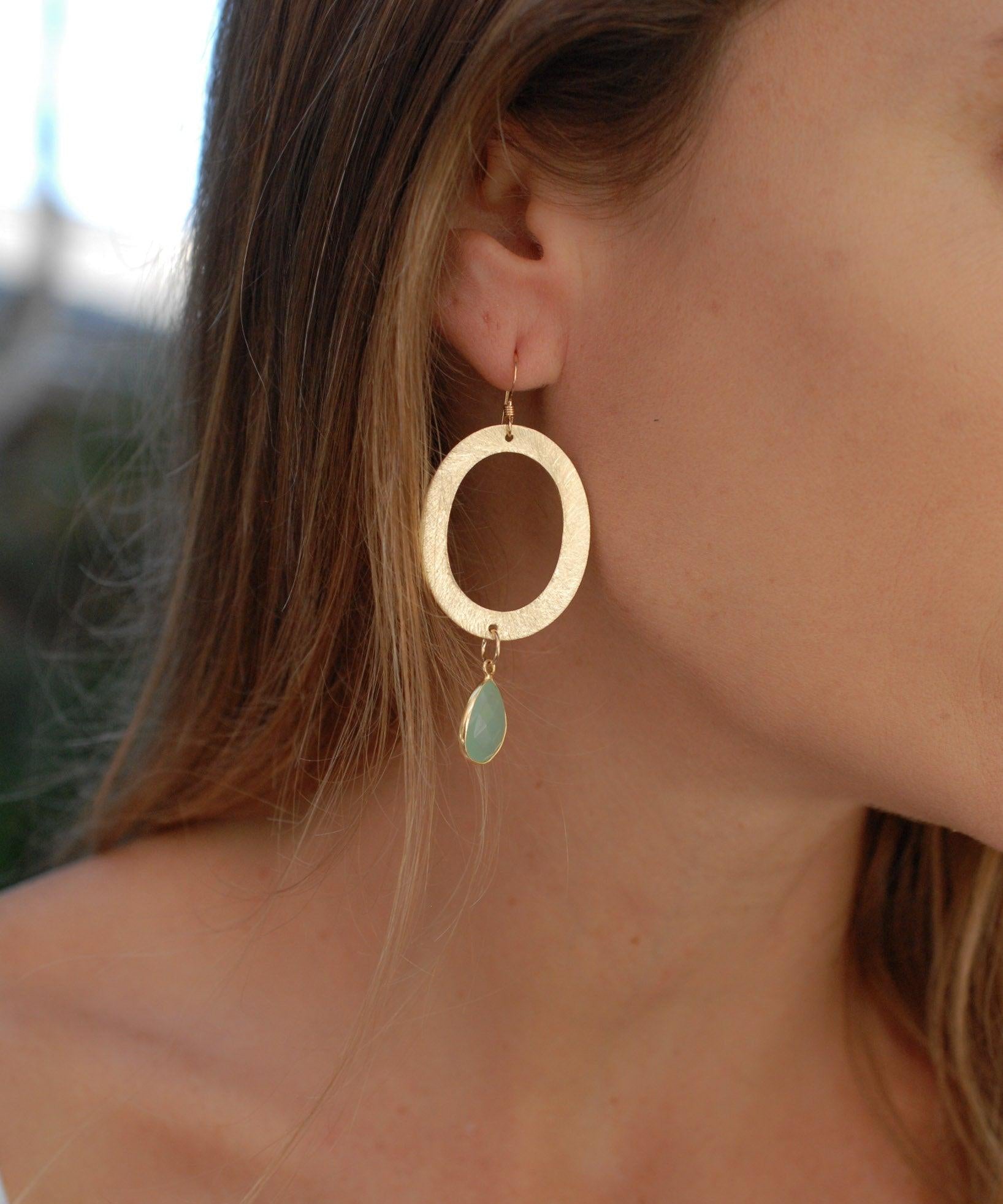 Aqua Chalcedony Earrings ~Gold Plated~ ME034 - Maresia Jewelry