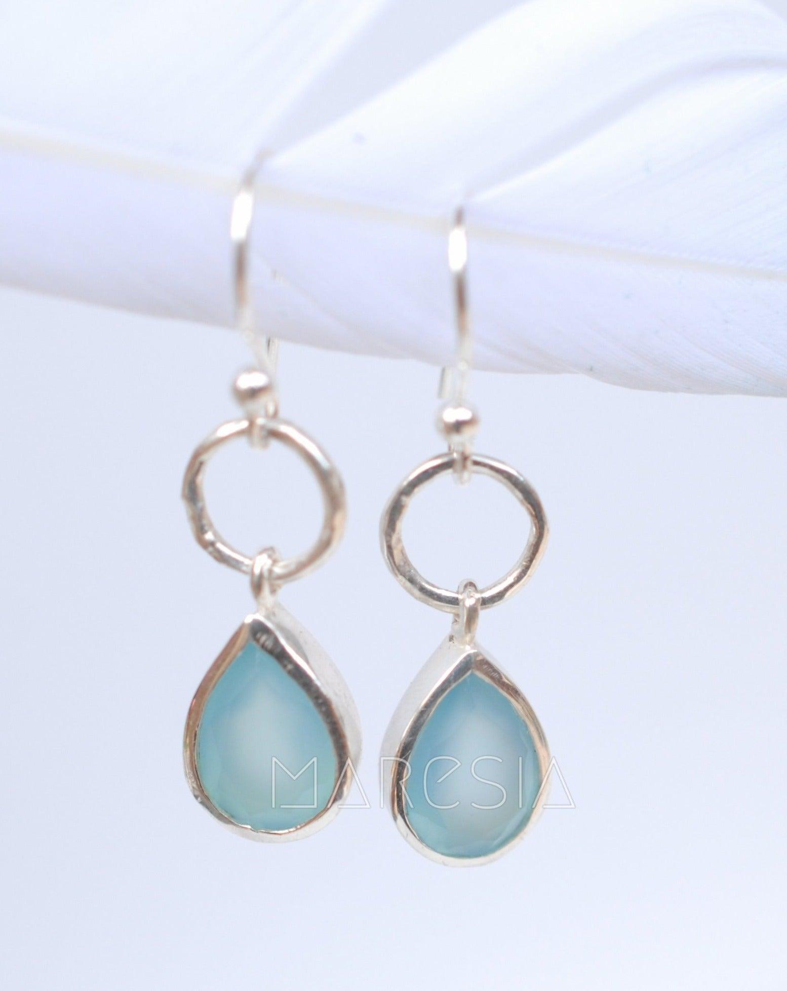 Aqua Chalcedony Earrings~ Sterling Silver 925 ~ ME069 - Maresia Jewelry