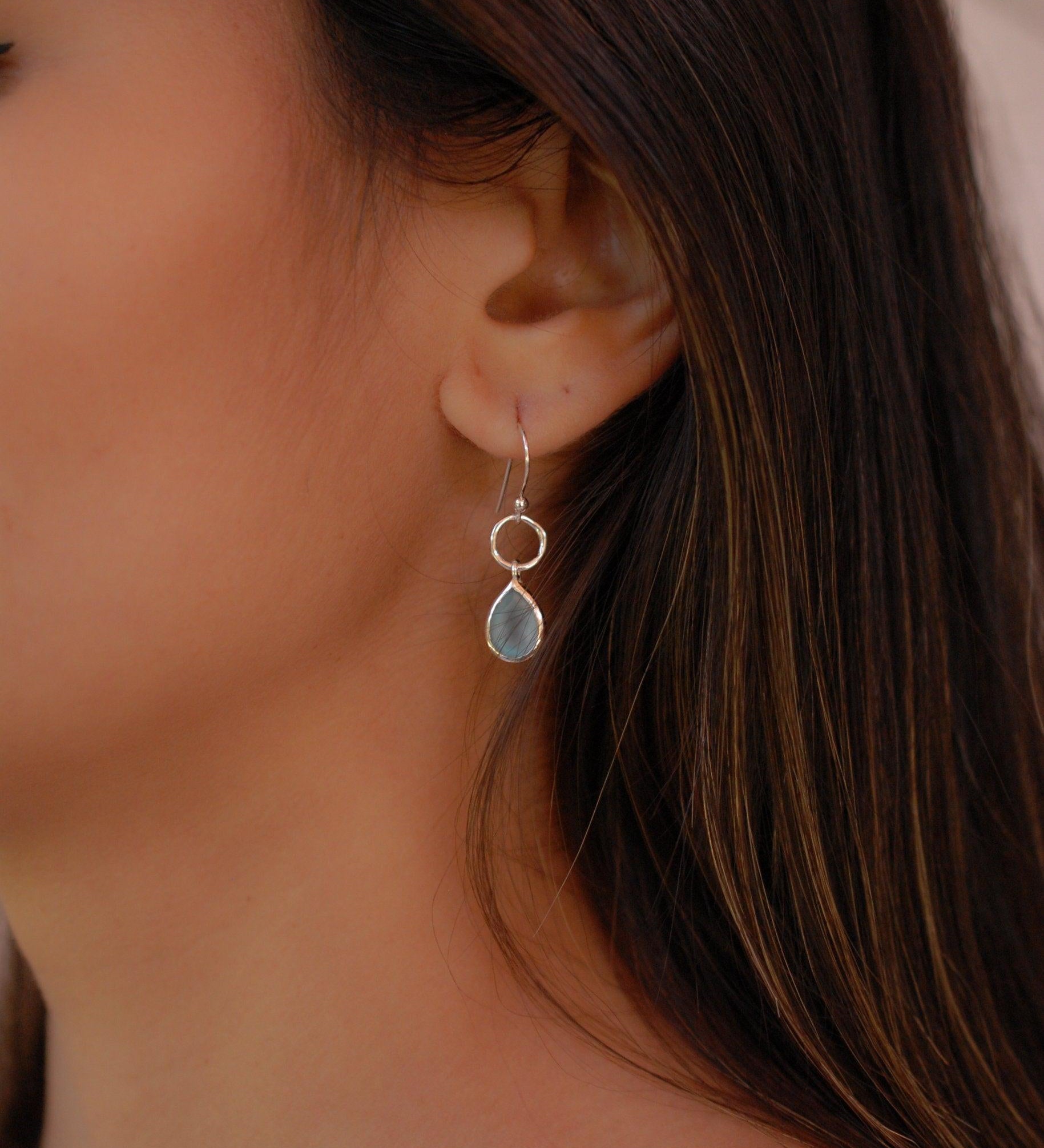 Aqua Chalcedony Earrings~ Sterling Silver 925 ~ ME069 - Maresia Jewelry