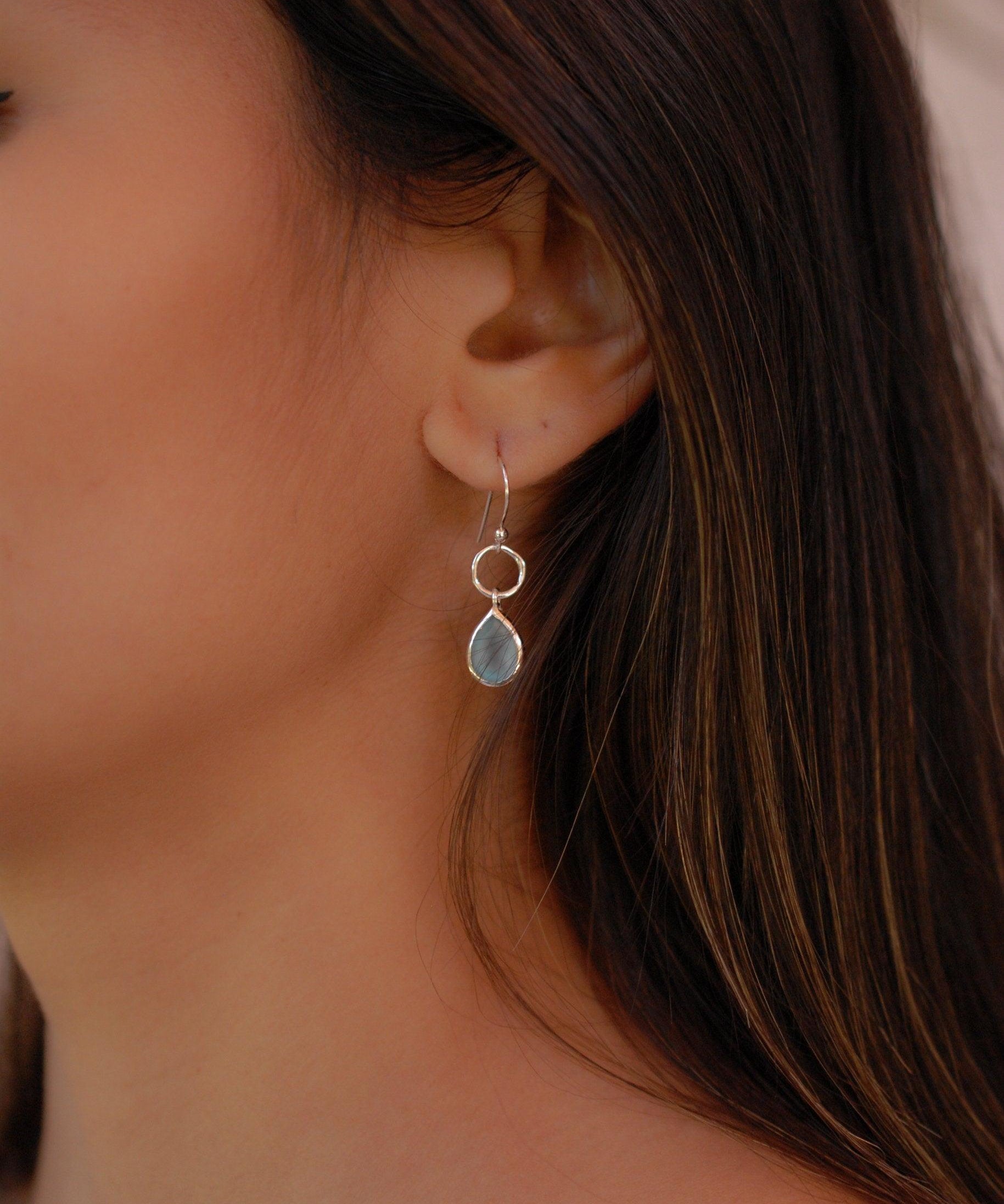 Aqua Chalcedony Earrings~ Sterling Silver 925 ~ ME069 - Maresia Jewelry