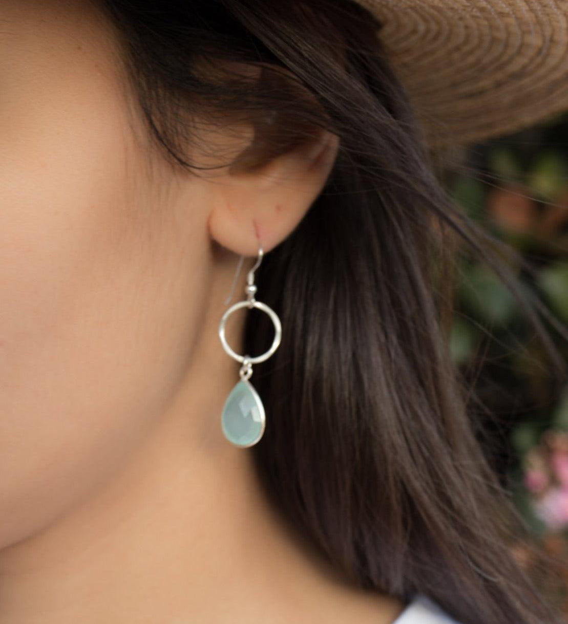 Aqua Chalcedony Earrings~ Sterling Silver 925 ~ ME124 - Maresia Jewelry