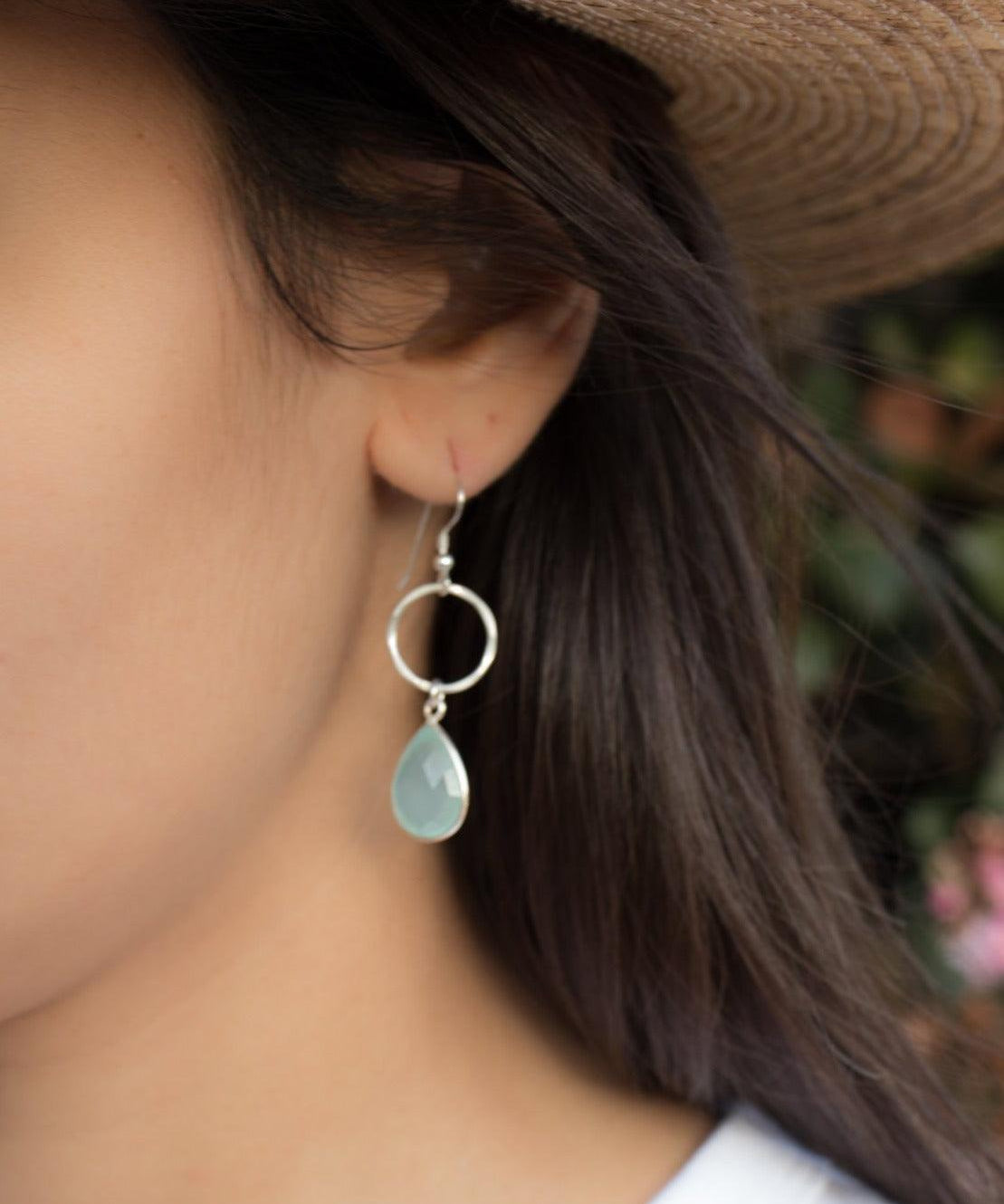 Aqua Chalcedony Earrings~ Sterling Silver 925 ~ ME124 - Maresia Jewelry