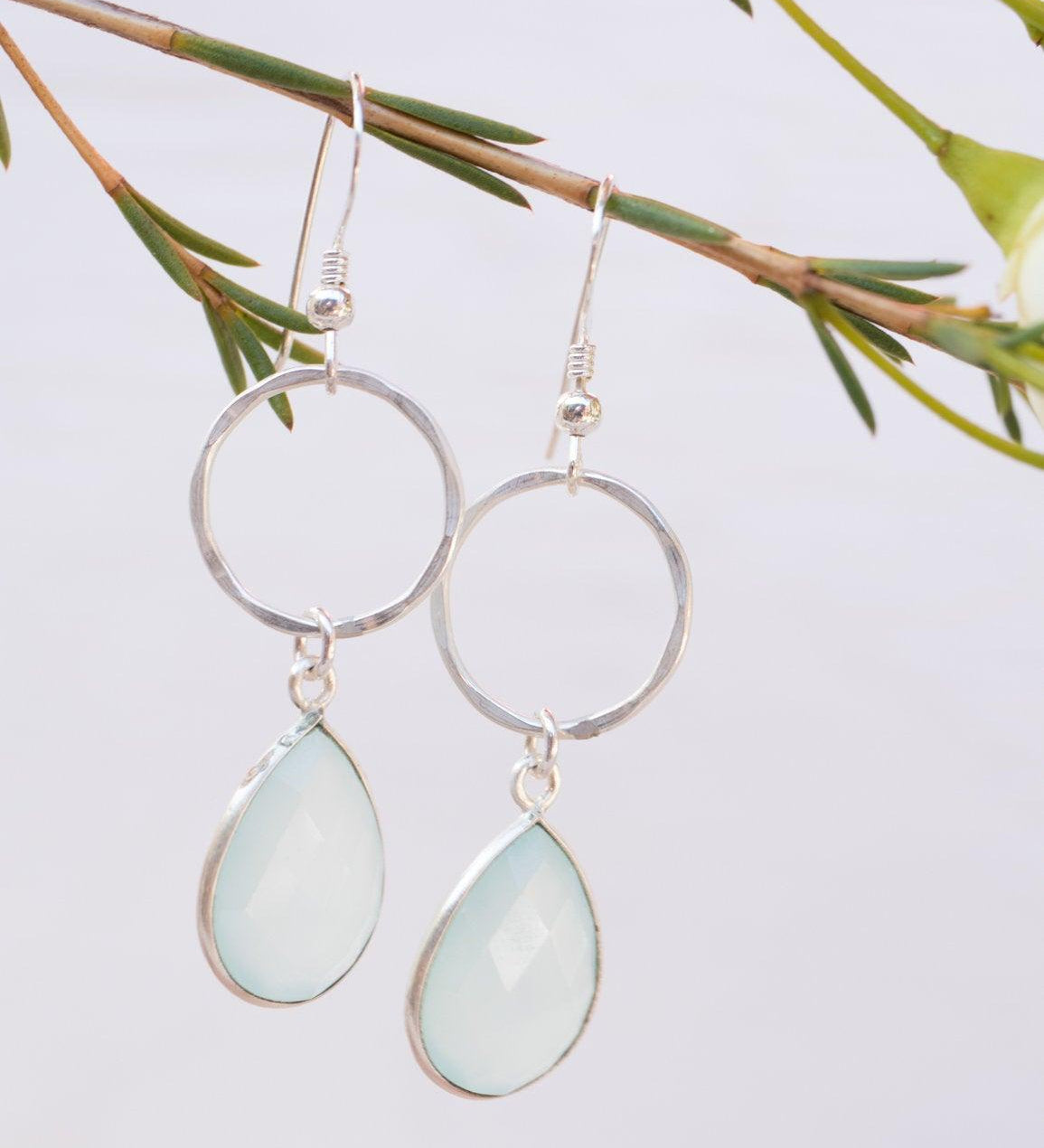 Aqua Chalcedony Earrings~ Sterling Silver 925 ~ ME124 - Maresia Jewelry