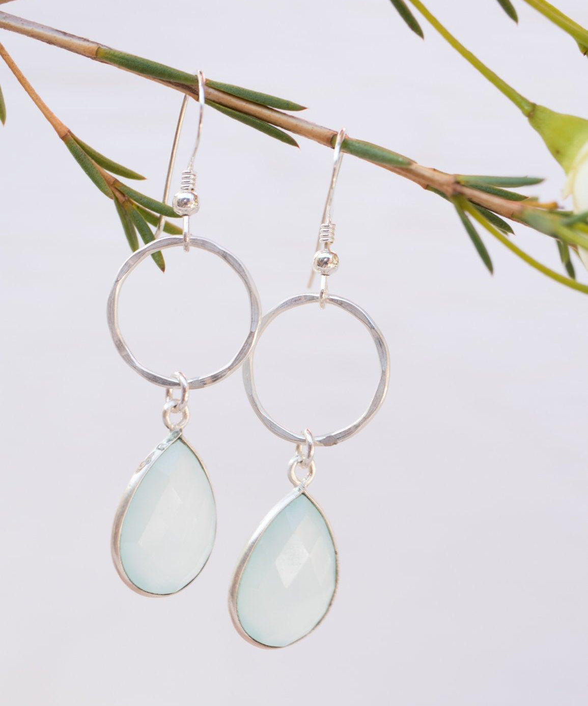 Aqua Chalcedony Earrings~ Sterling Silver 925 ~ ME124 - Maresia Jewelry