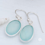 Aqua Chalcedony Earrings~ Sterling Silver 925 ~Dangle Earrings ~Silver Earrings ~Teal Chalcedony ~ Oval Drop ~ Gemstone ~Natural Stone ME157