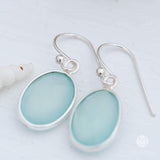 Aqua Chalcedony Earrings~ Sterling Silver 925 ~Dangle Earrings ~Silver Earrings ~Teal Chalcedony ~ Oval Drop ~ Gemstone ~Natural Stone ME157