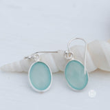 Aqua Chalcedony Earrings~ Sterling Silver 925 ~Dangle Earrings ~Silver Earrings ~Teal Chalcedony ~ Oval Drop ~ Gemstone ~Natural Stone ME157