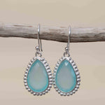 Aqua Chalcedony Earrings~ Sterling Silver 925 ~Dangle Earrings ~Silver Earrings ~Teal Chalcedony ~ Drop ~ Gemstone ~ Natural Stone ME194