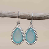 Aqua Chalcedony Earrings~ Sterling Silver 925 ~Dangle Earrings ~Silver Earrings ~Teal Chalcedony ~ Drop ~ Gemstone ~ Natural Stone ME194