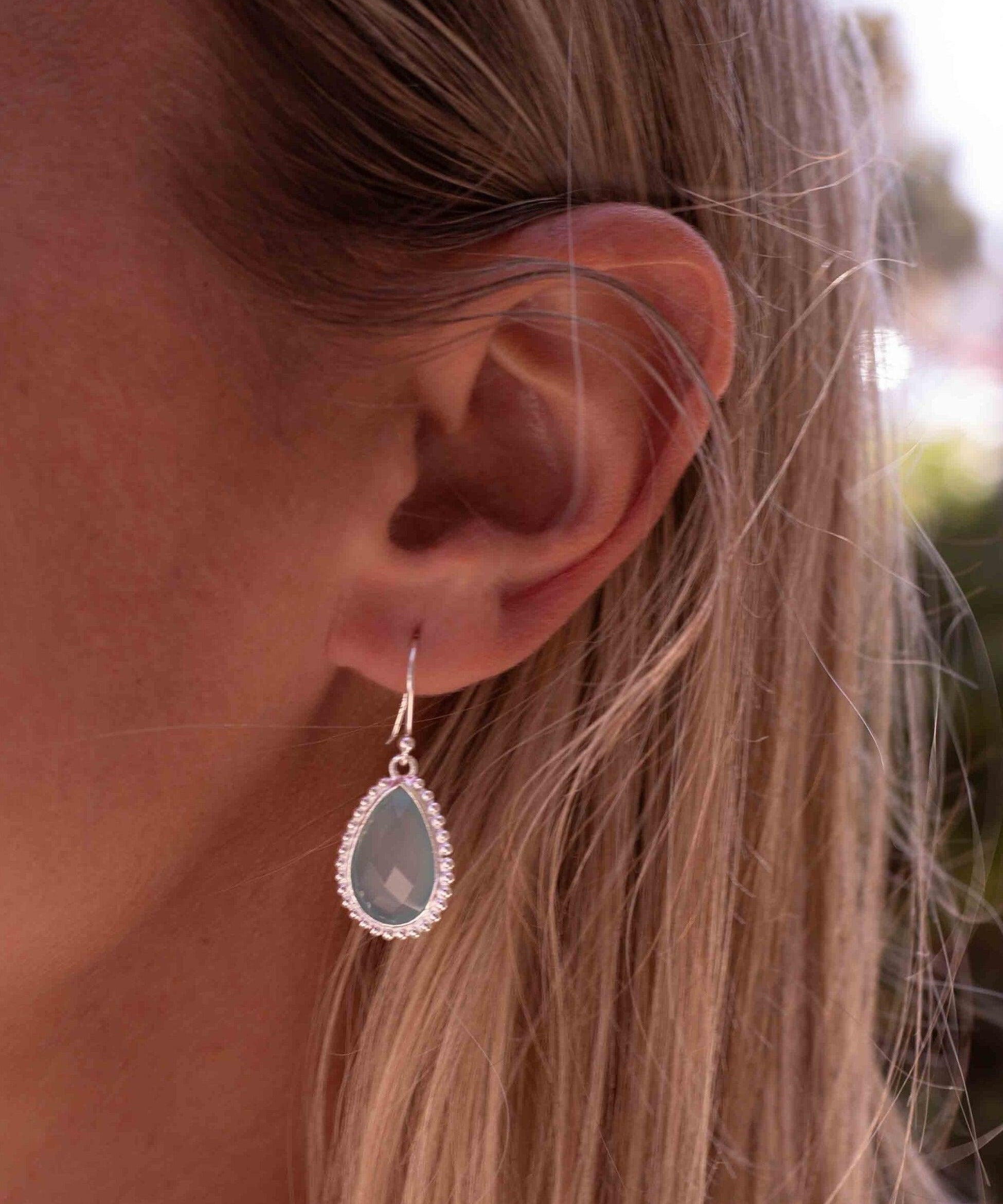 Aqua Chalcedony Earrings~ Sterling Silver 925 ~Dangle Earrings ~Silver Earrings ~Teal Chalcedony ~ Drop ~ Gemstone ~ Natural Stone ME194
