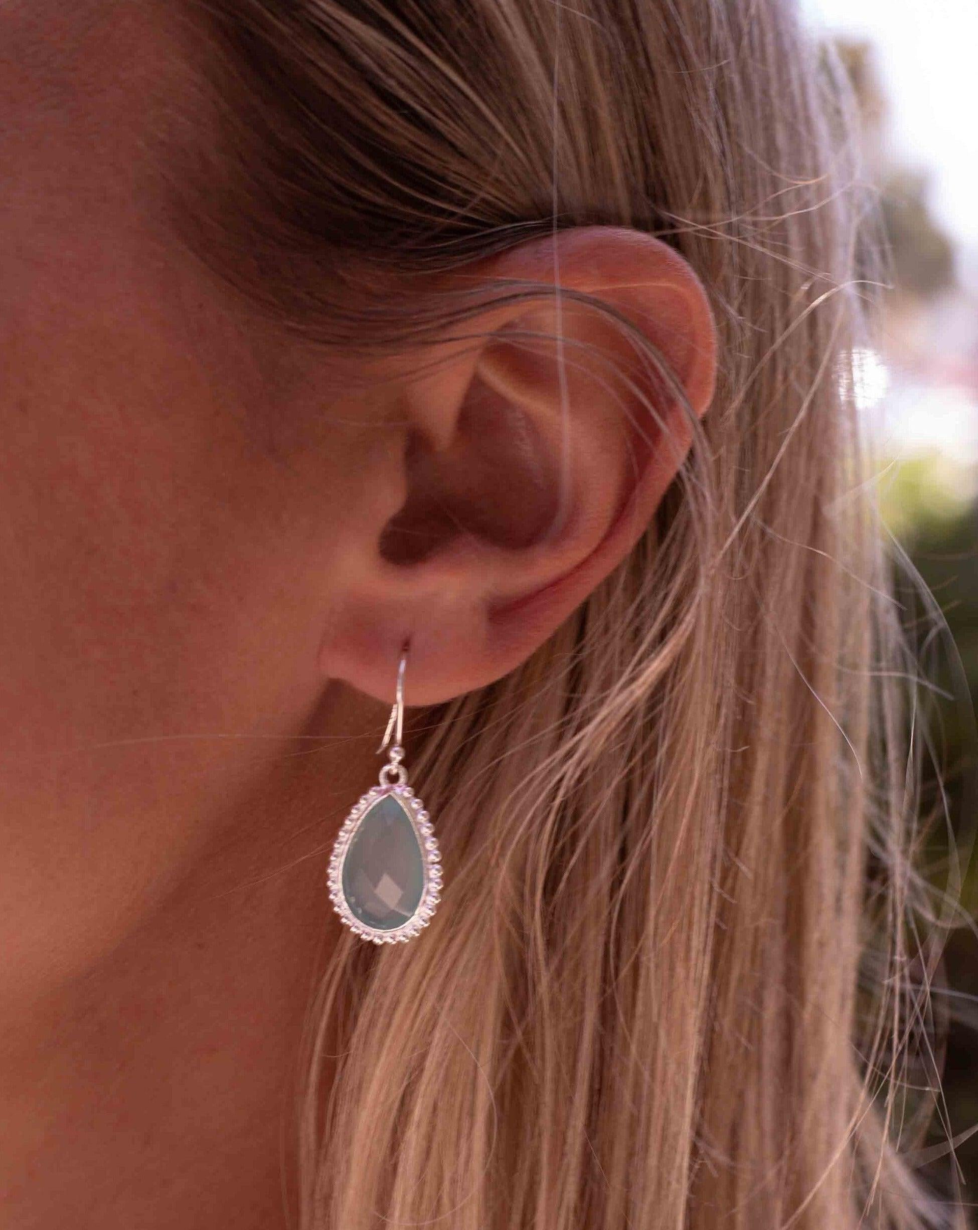 Aqua Chalcedony Earrings~ Sterling Silver 925 ~Dangle Earrings ~Silver Earrings ~Teal Chalcedony ~ Drop ~ Gemstone ~ Natural Stone ME194