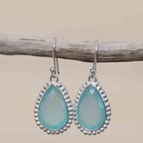 Aqua Chalcedony Earrings~ Sterling Silver 925 ~Dangle Earrings ~Silver Earrings ~Teal Chalcedony ~ Drop ~ Gemstone ~ Natural Stone ME194
