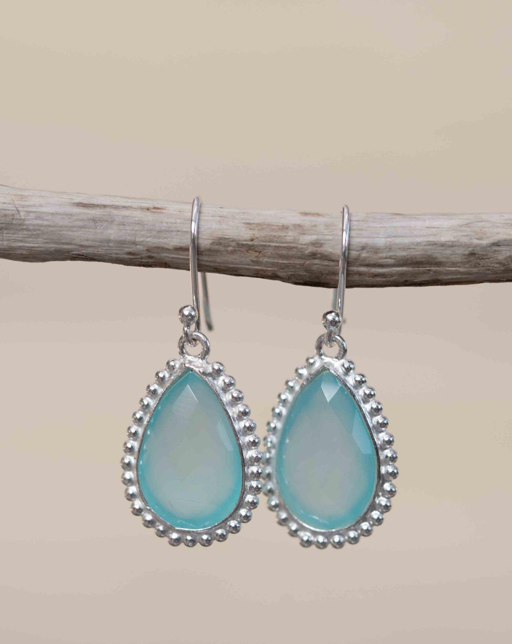 Aqua Chalcedony Earrings~ Sterling Silver 925 ~Dangle Earrings ~Silver Earrings ~Teal Chalcedony ~ Drop ~ Gemstone ~ Natural Stone ME194