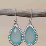 Aqua Chalcedony Earrings~ Sterling Silver 925 ~Dangle Earrings ~Silver Earrings ~Teal Chalcedony ~ Drop ~ Gemstone ~ Natural Stone ME194