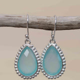 Aqua Chalcedony Earrings~ Sterling Silver 925 ~Dangle Earrings ~Silver Earrings ~Teal Chalcedony ~ Drop ~ Gemstone ~ Natural Stone ME194