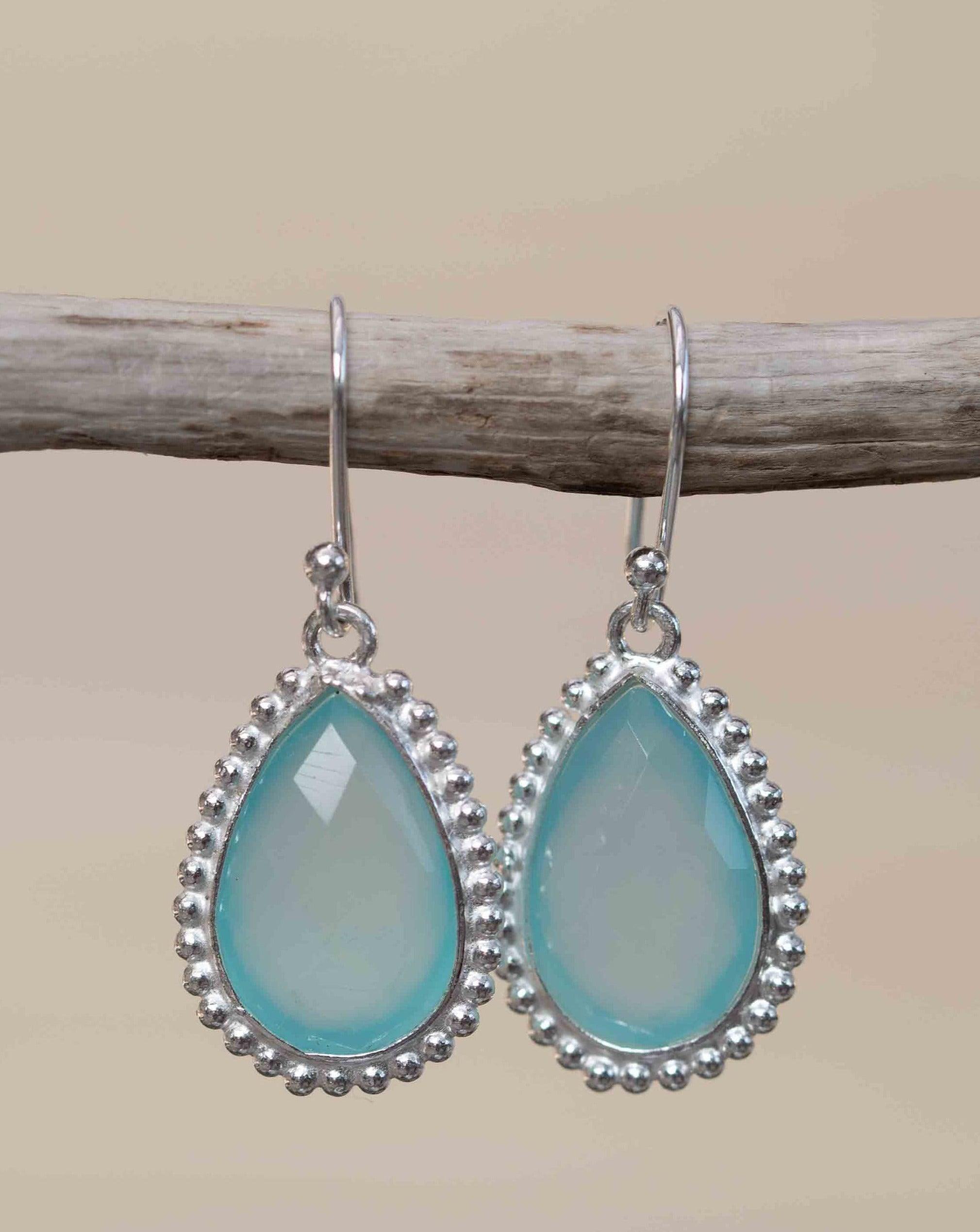Aqua Chalcedony Earrings~ Sterling Silver 925 ~Dangle Earrings ~Silver Earrings ~Teal Chalcedony ~ Drop ~ Gemstone ~ Natural Stone ME194
