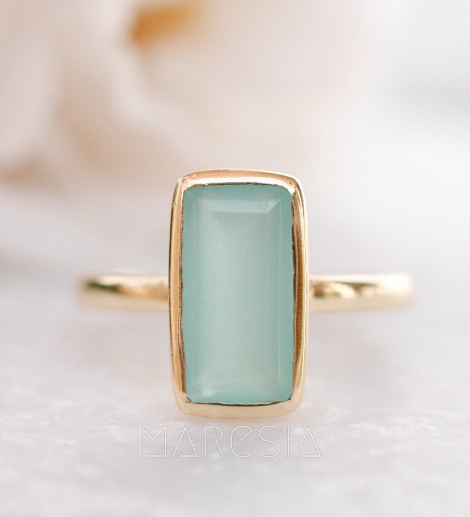 Aqua Chalcedony Gold Ring ~18k Gold Plated ~ MR014A - Maresia Jewelry