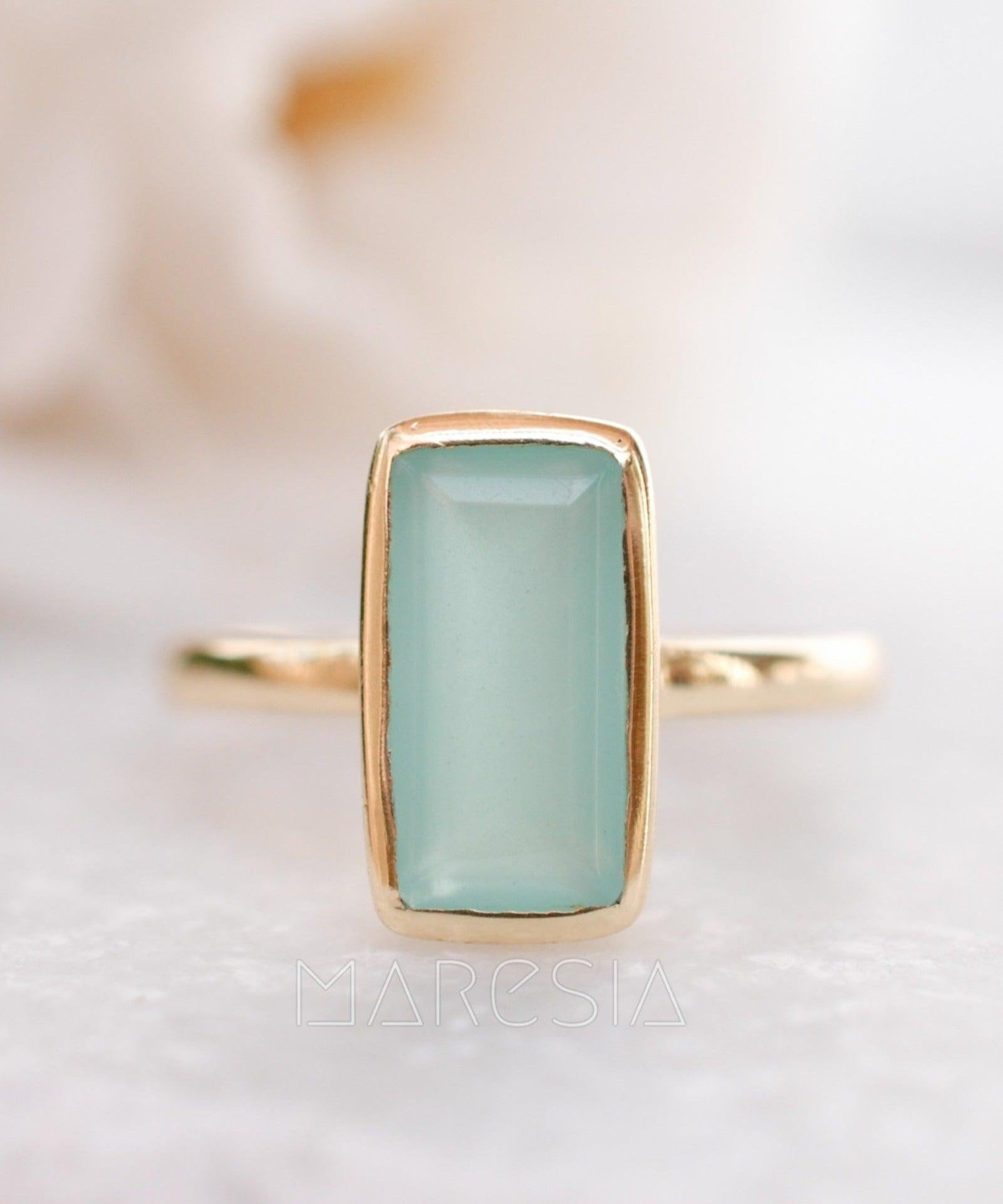 Aqua Chalcedony Gold Ring ~18k Gold Plated ~ MR014A - Maresia Jewelry
