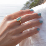 Aqua Chalcedony Gold Ring ~18k Gold Plated ~ MR014A - Maresia Jewelry
