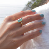 Aqua Chalcedony Gold Ring ~18k Gold Plated ~ MR014A - Maresia Jewelry