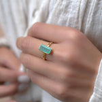 Aqua Chalcedony Gold Ring ~18k Gold Plated ~ MR014A - Maresia Jewelry
