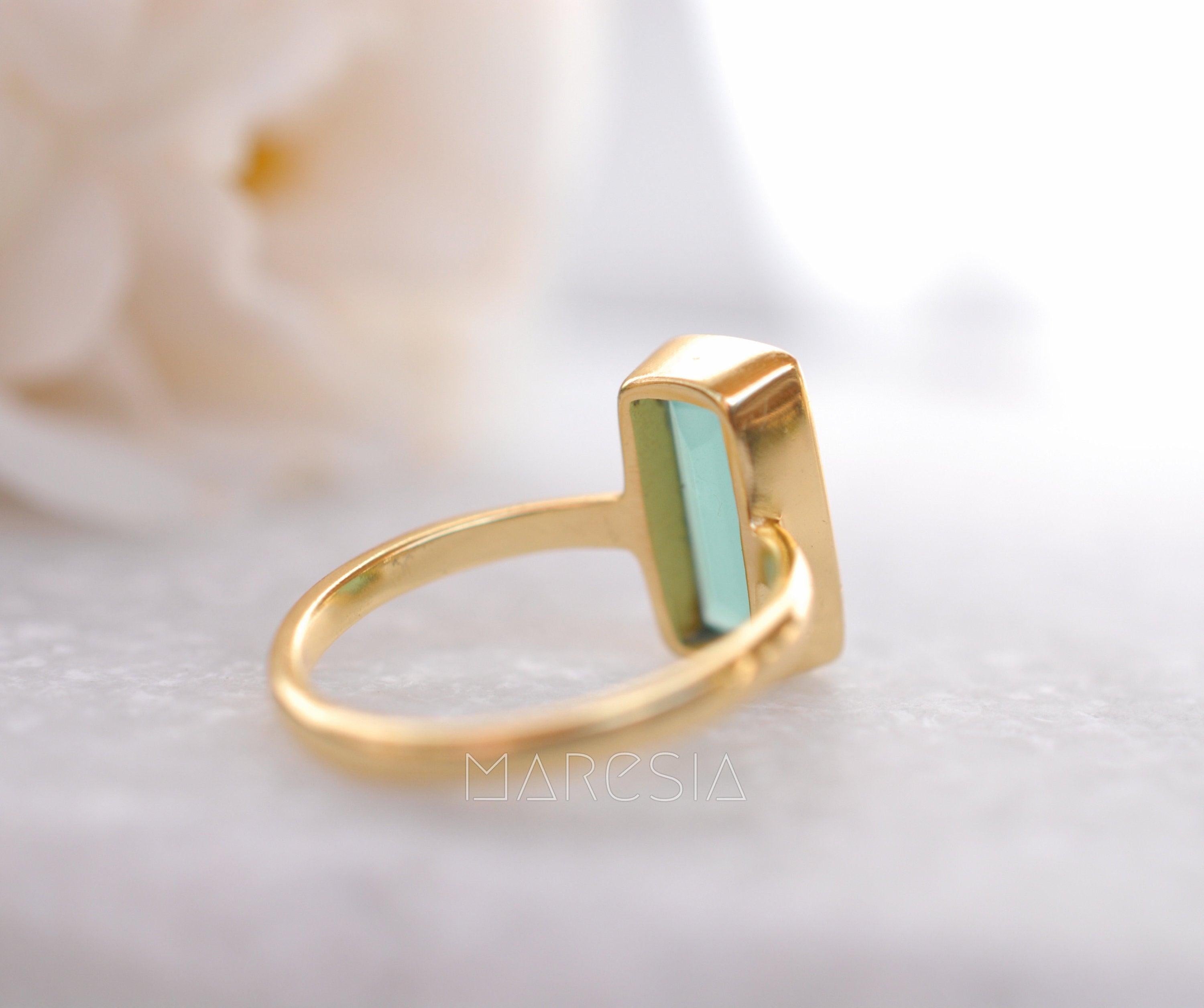 Aqua Chalcedony Gold Ring ~18k Gold Plated ~ MR014A - Maresia Jewelry