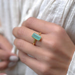 Aqua Chalcedony Gold Ring ~18k Gold Plated ~ MR014A - Maresia Jewelry