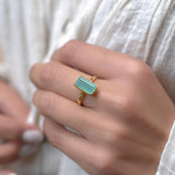 Aqua Chalcedony Gold Ring ~18k Gold Plated ~ MR014A - Maresia Jewelry