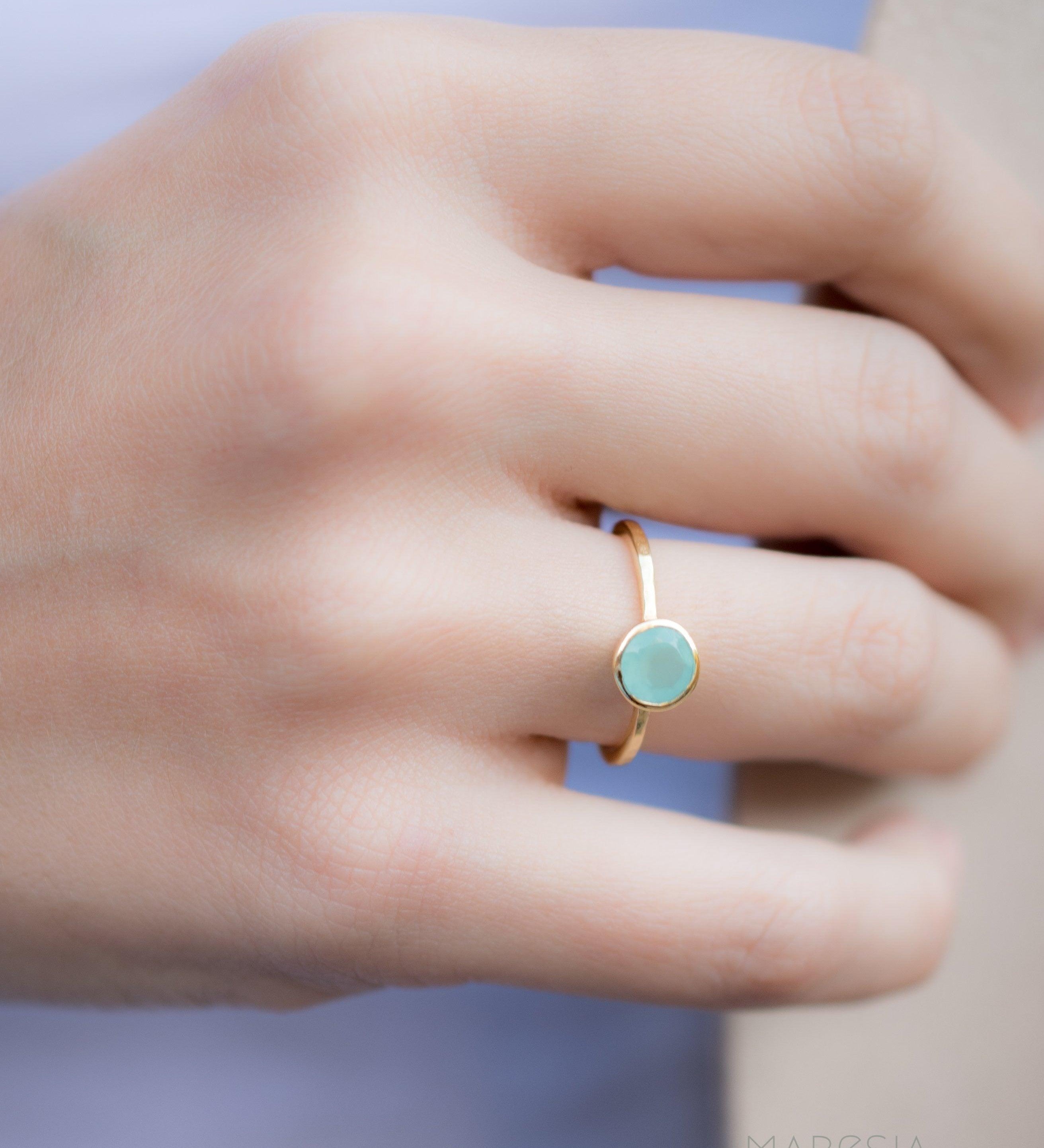 Aqua Chalcedony Gold Ring ~ 18k Gold Plated ~ MR211 - Maresia Jewelry