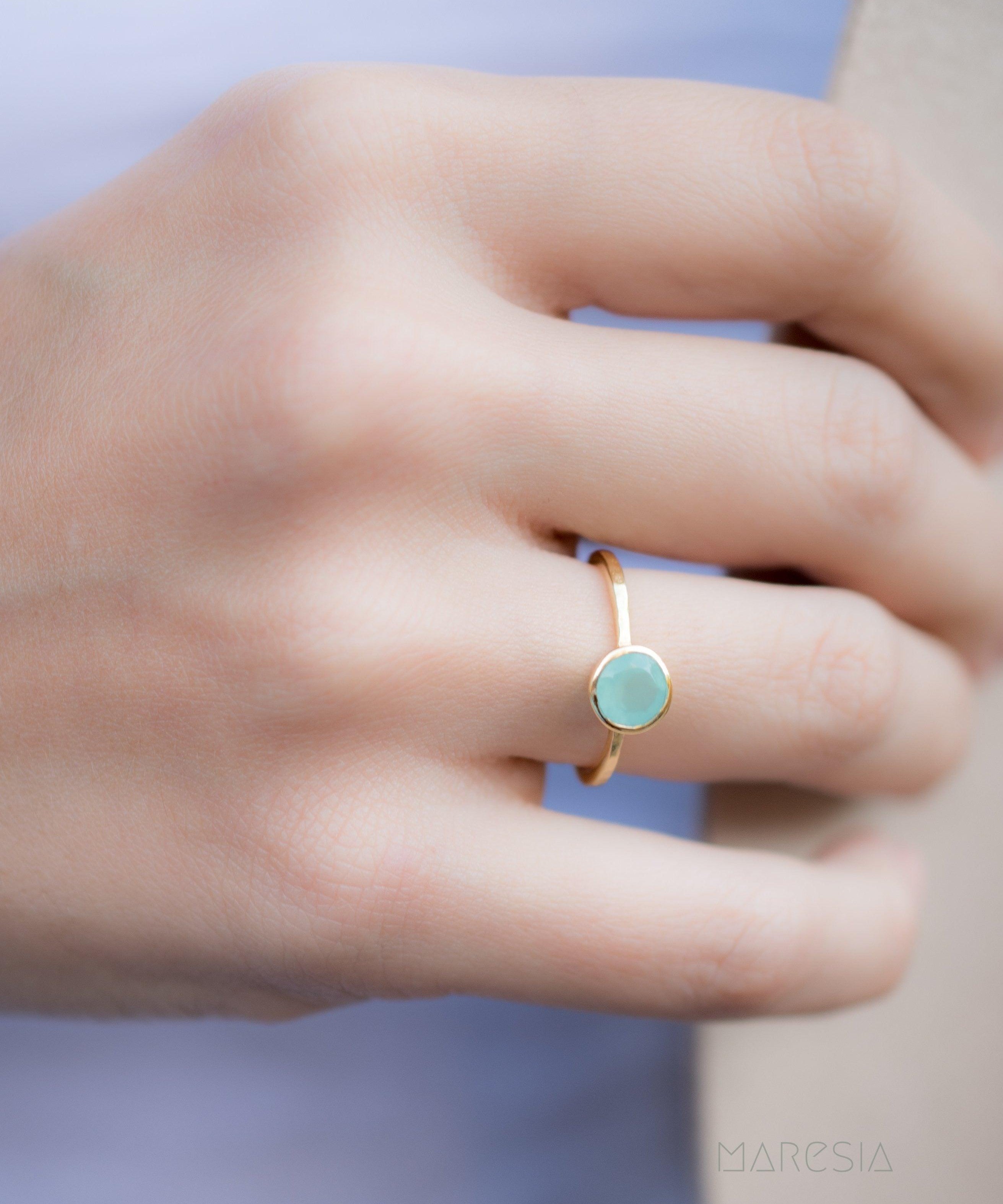 Aqua Chalcedony Gold Ring ~ 18k Gold Plated ~ MR211 - Maresia Jewelry