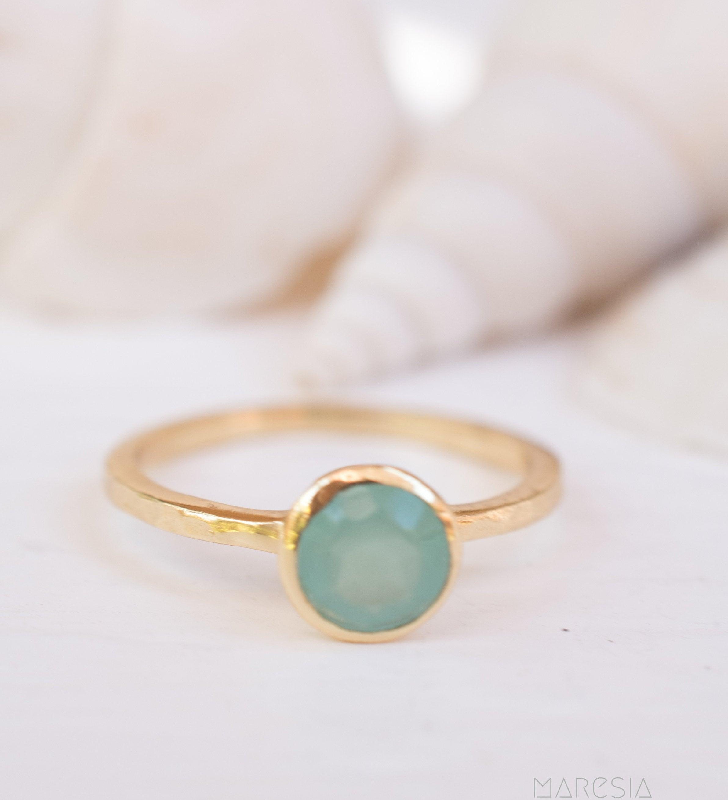 Aqua Chalcedony Gold Ring ~ 18k Gold Plated ~ MR211 - Maresia Jewelry