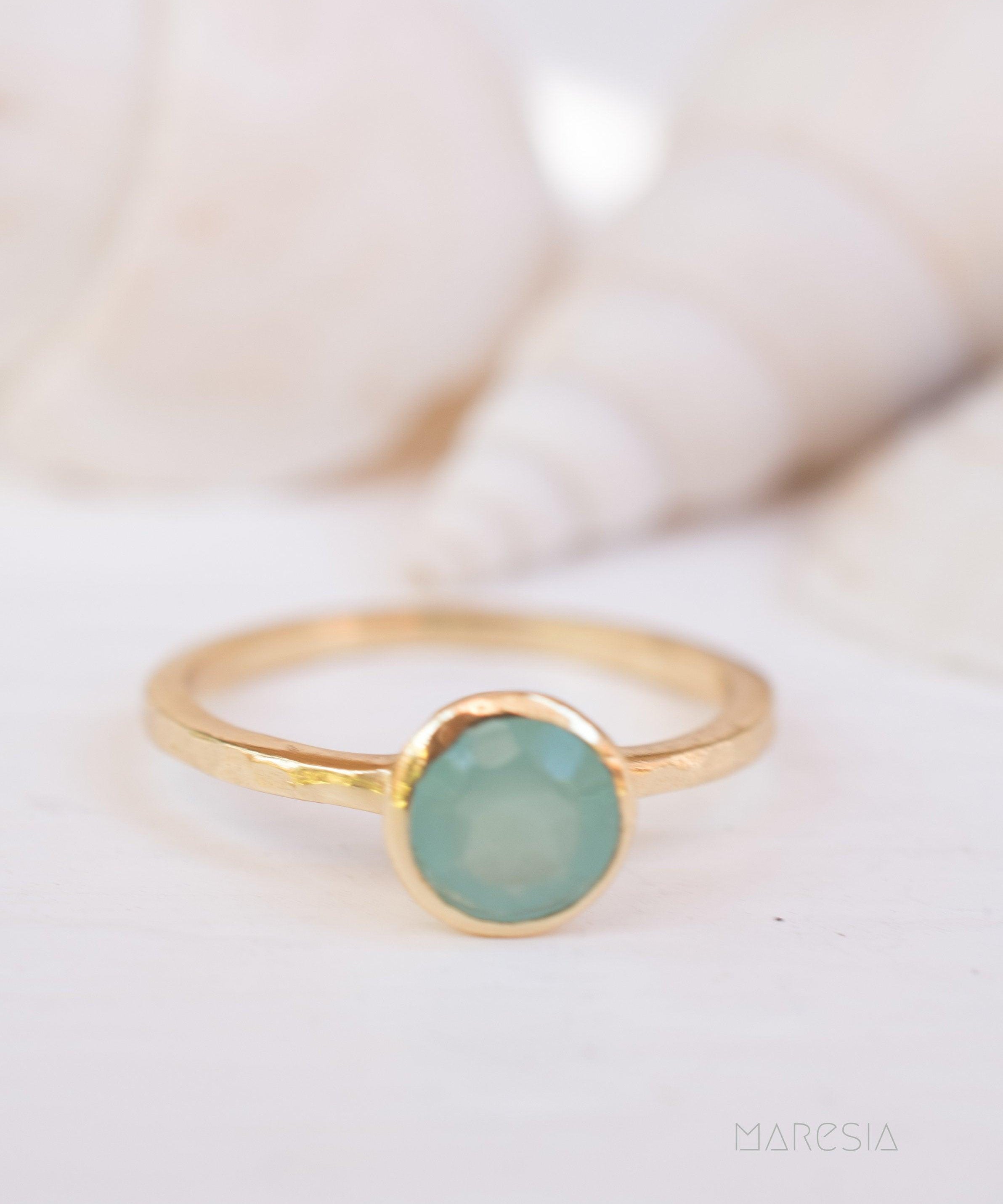 Aqua Chalcedony Gold Ring ~ 18k Gold Plated ~ MR211 - Maresia Jewelry