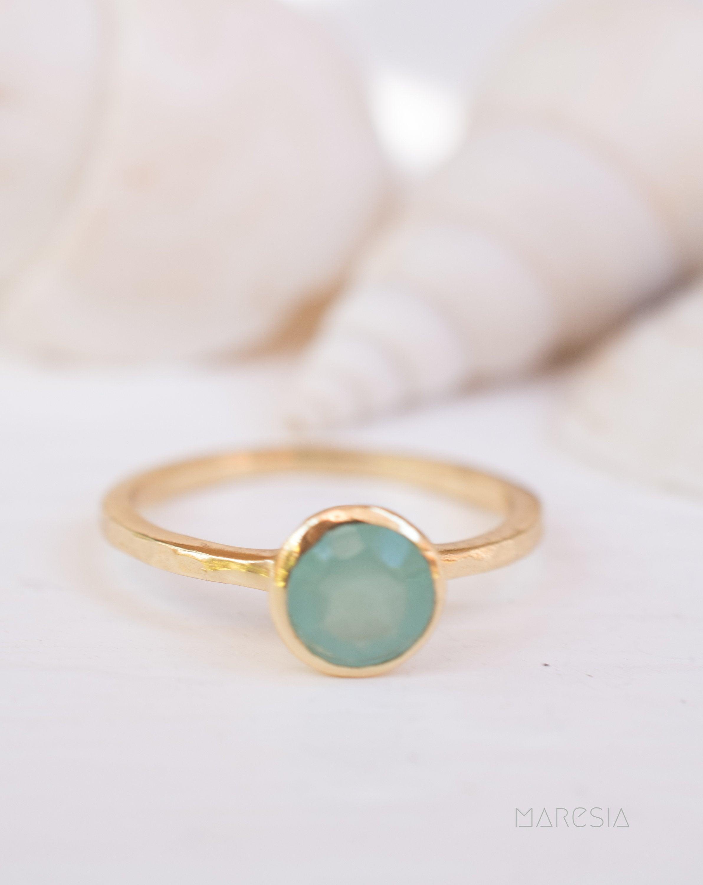 Aqua Chalcedony Gold Ring ~ 18k Gold Plated ~ MR211 - Maresia Jewelry