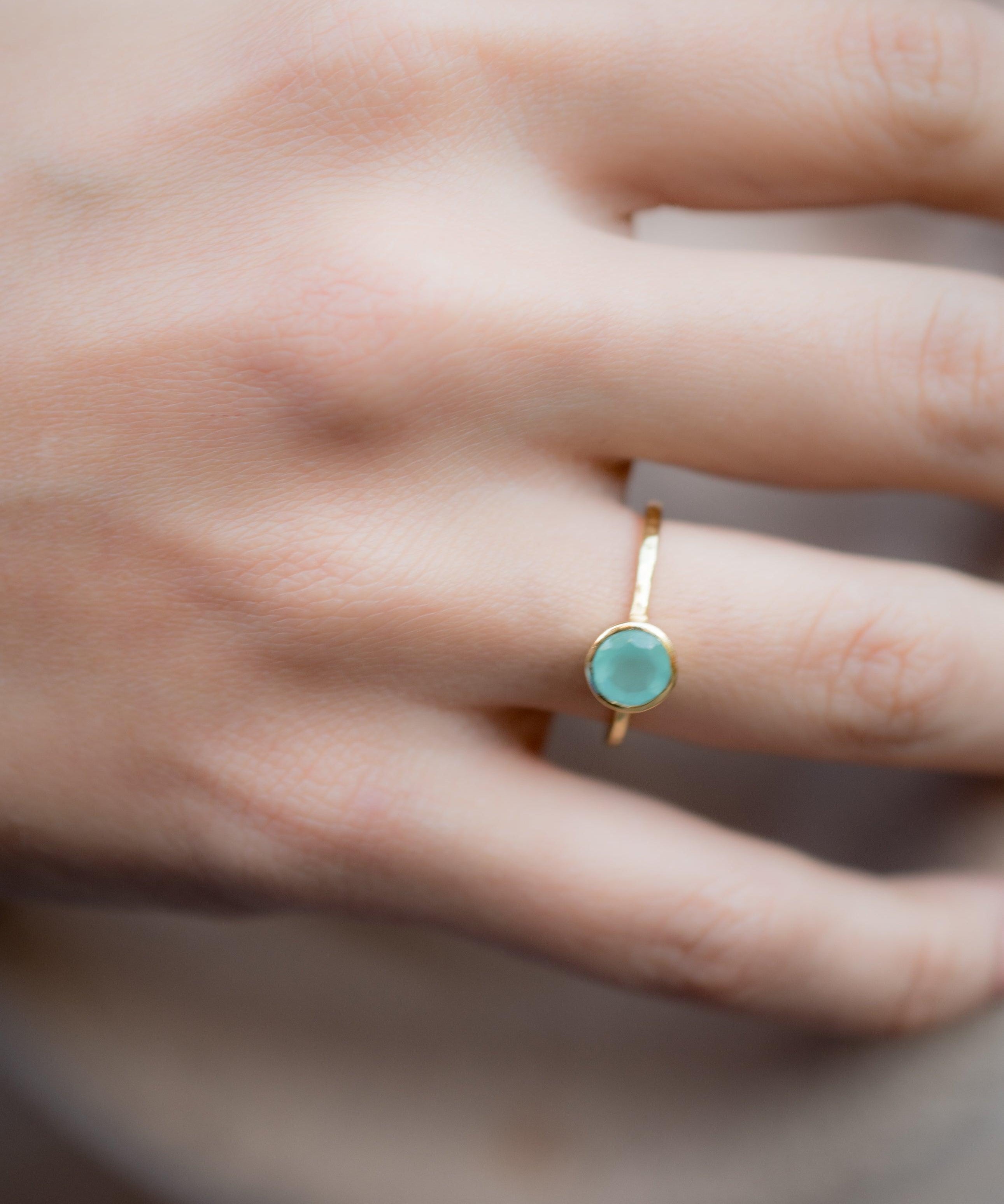 Aqua Chalcedony Gold Ring ~ 18k Gold Plated ~ MR211 - Maresia Jewelry