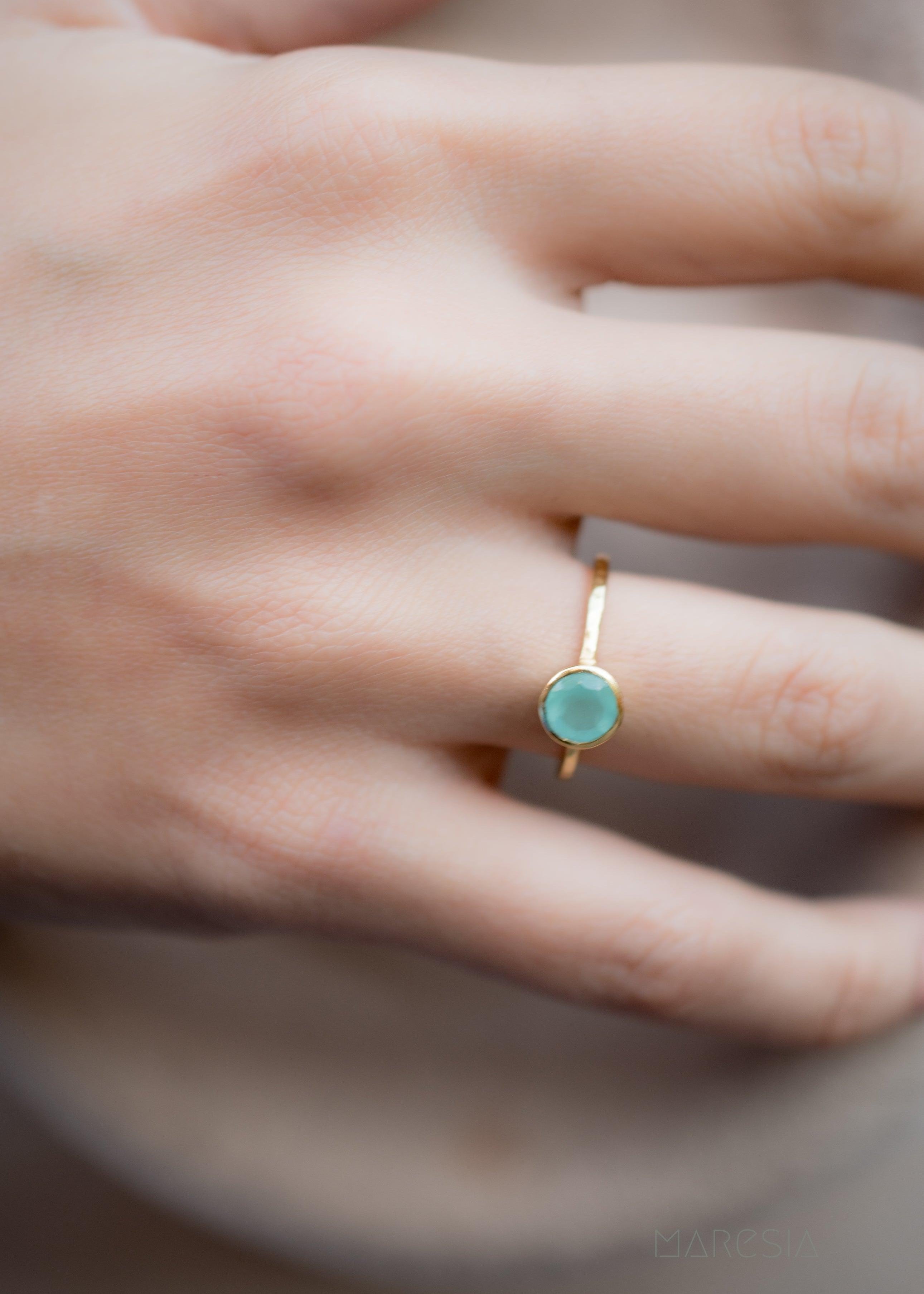 Aqua Chalcedony Gold Ring ~ 18k Gold Plated ~ MR211 - Maresia Jewelry