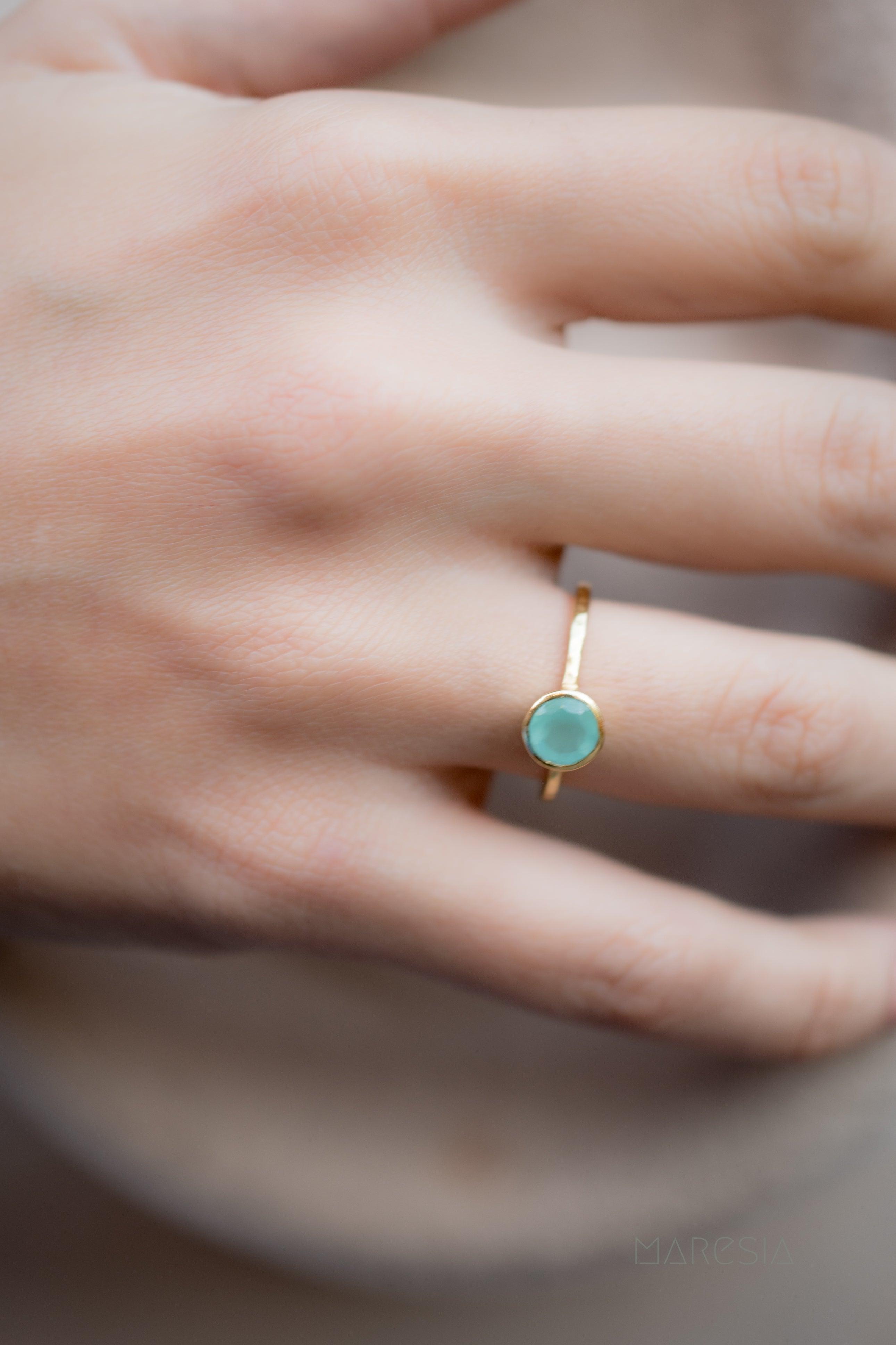 Aqua Chalcedony Gold Ring ~ 18k Gold Plated ~ MR211 - Maresia Jewelry