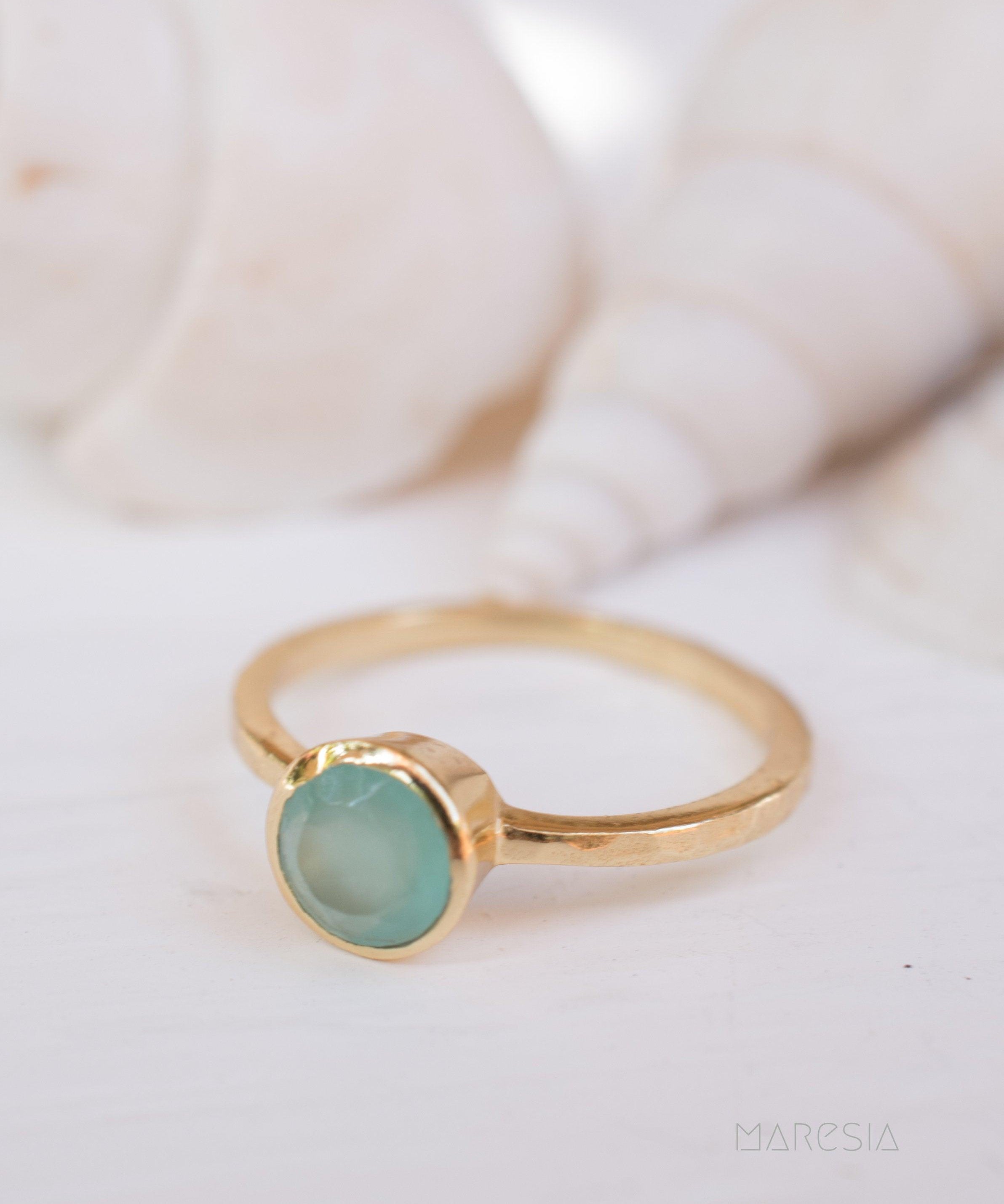 Aqua Chalcedony Gold Ring ~ 18k Gold Plated ~ MR211 - Maresia Jewelry
